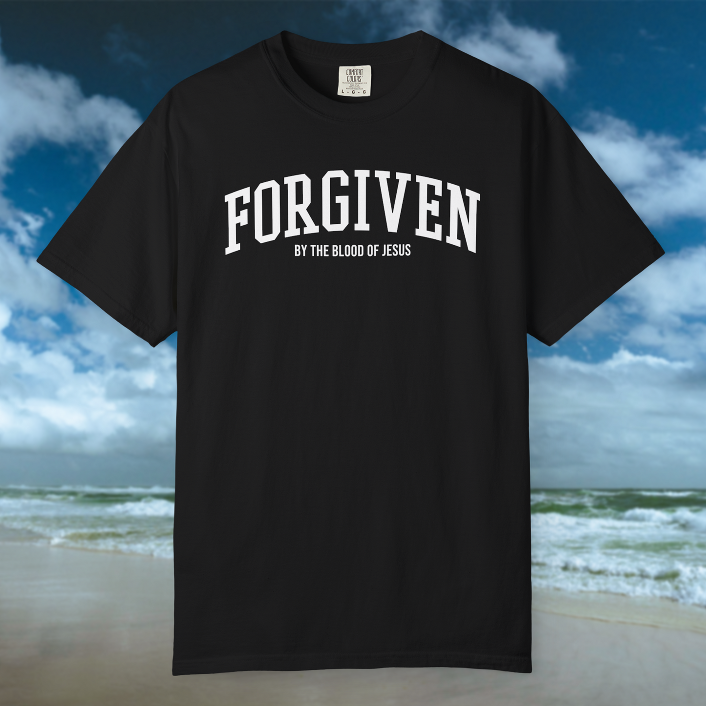 Forgiven By His Blood Tee - Black/White