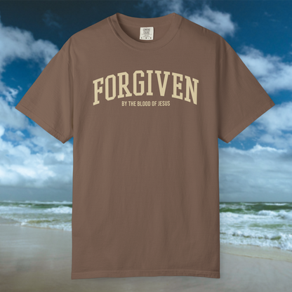 Forgiven By His Blood Tee - Espresso/Cream
