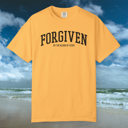 Forgiven By His Blood Tee - Citrus/Black