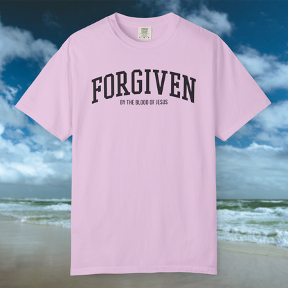 Forgiven By His Blood Tee - Mauve/Black