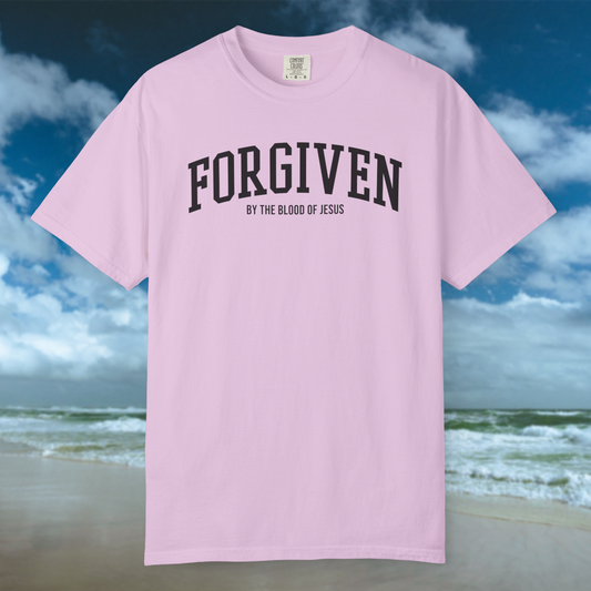 Forgiven By His Blood Tee - Mauve/Black