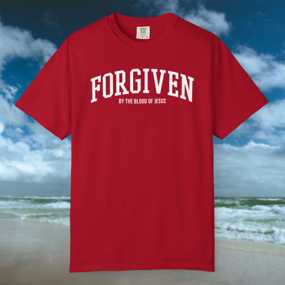Forgiven By His Blood Tee - Red/White