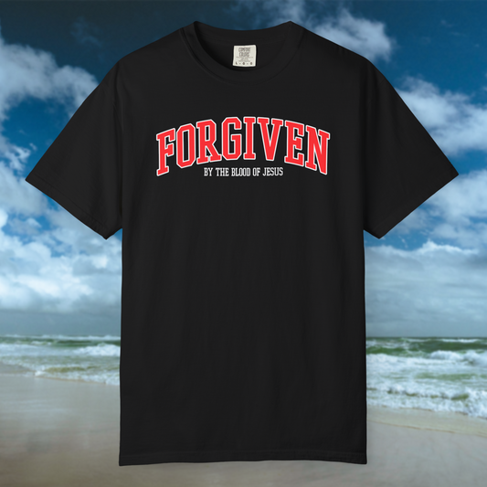 Forgiven By His Blood Tee - Black / Red