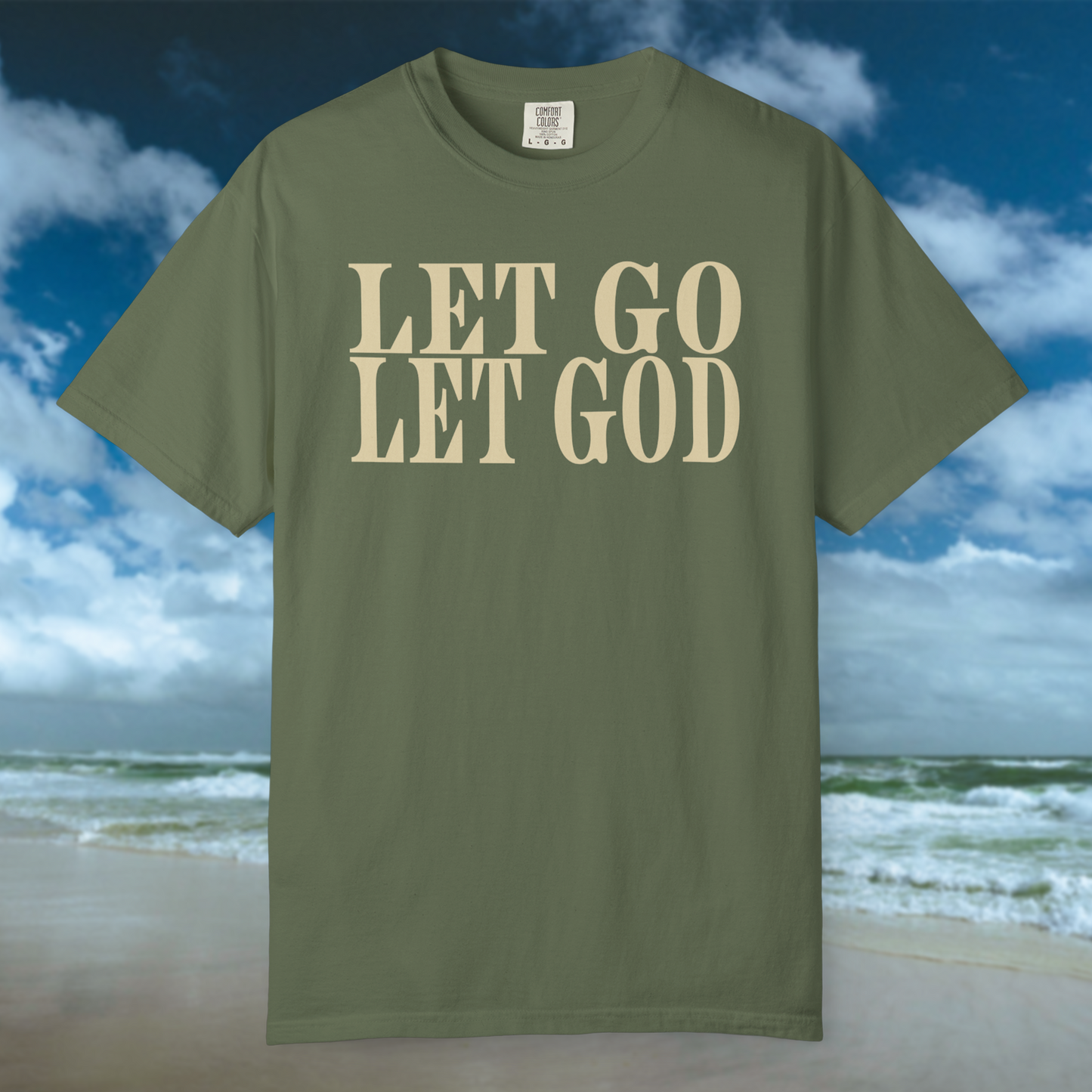 Let Go Let God Tee - Sage/Cream