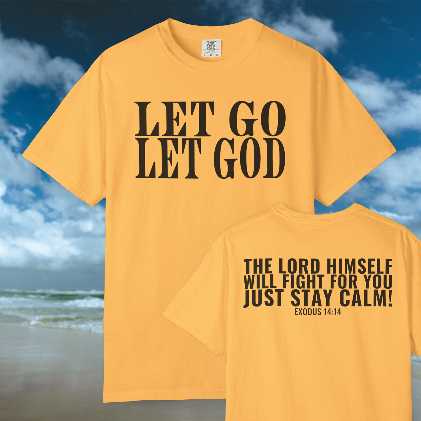 Let Go Let God Tee - Citrus/Black