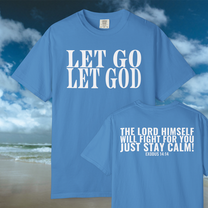 Let Go Let God Tee - Royal Blue/White
