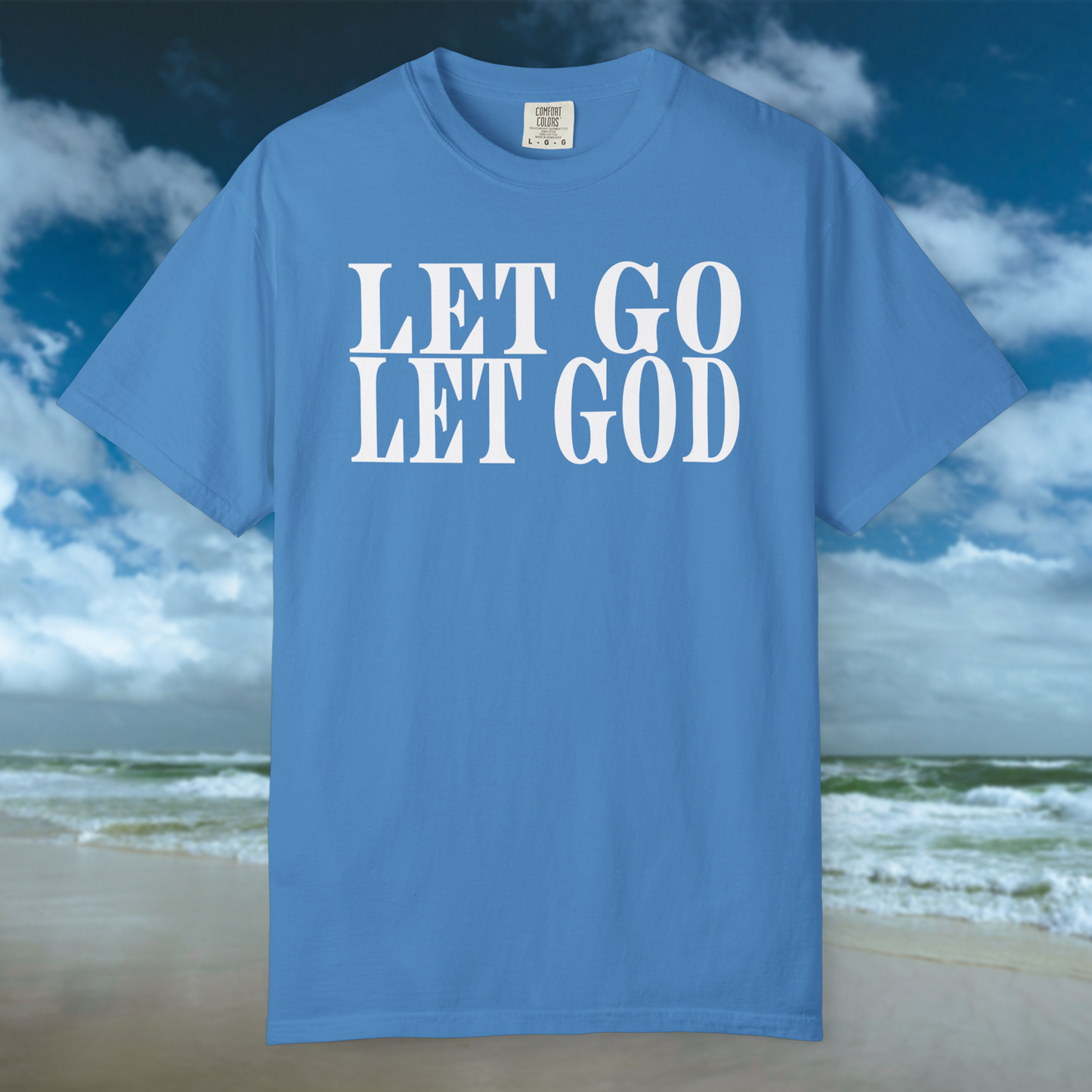 Let Go Let God Tee - Royal Blue/White