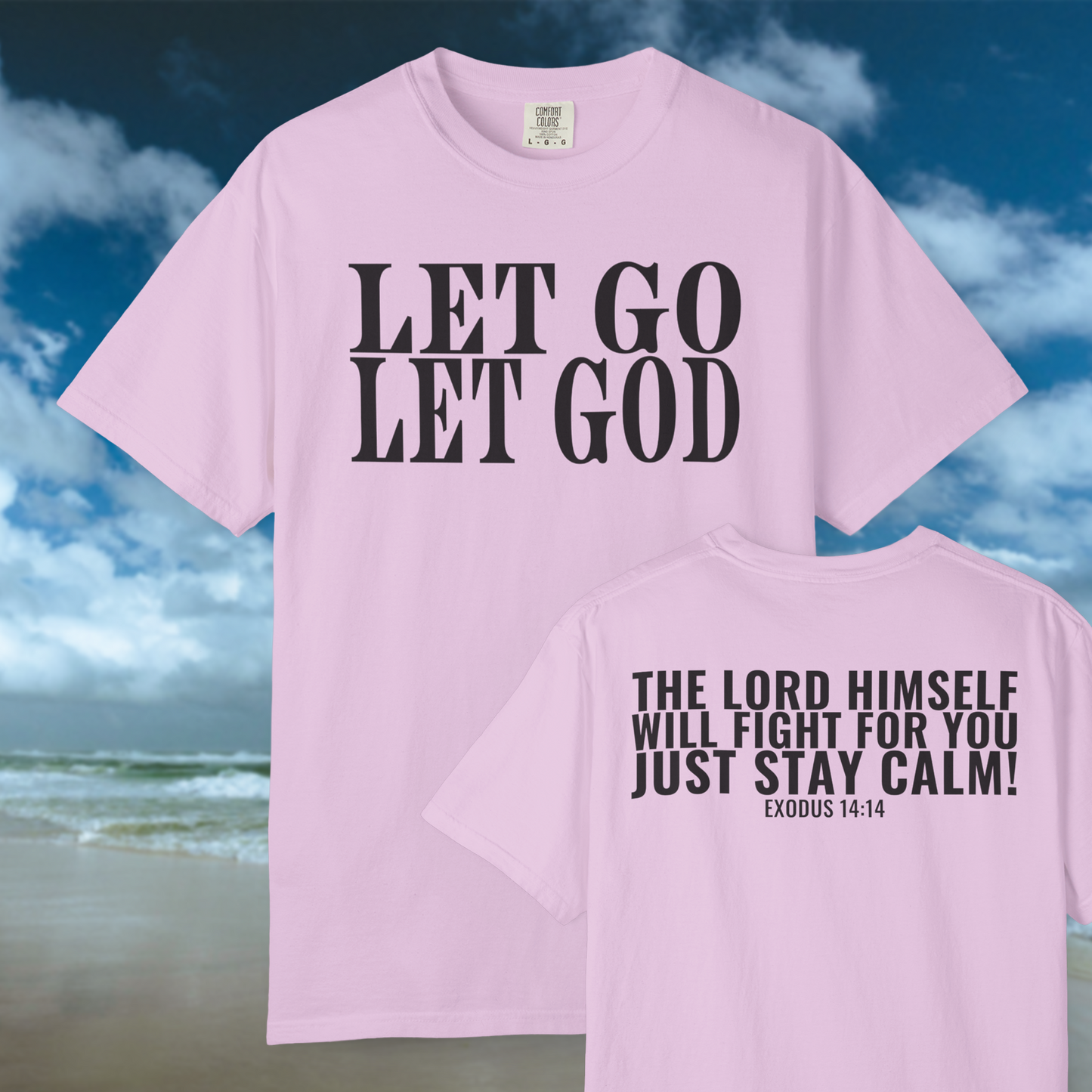 Let Go Let God Tee - Mauve/Black