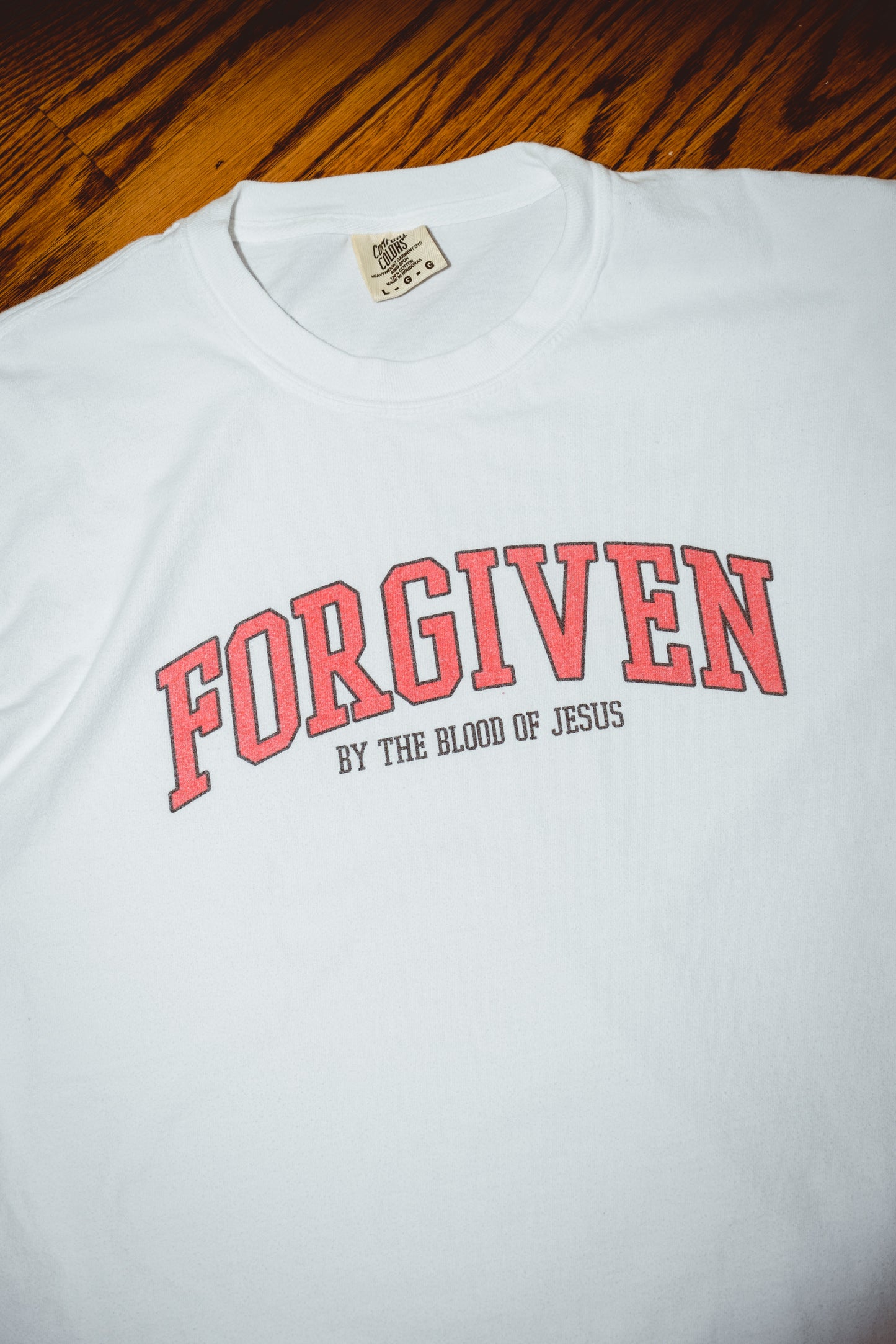 Forgiven By His Blood Tee - White/Red