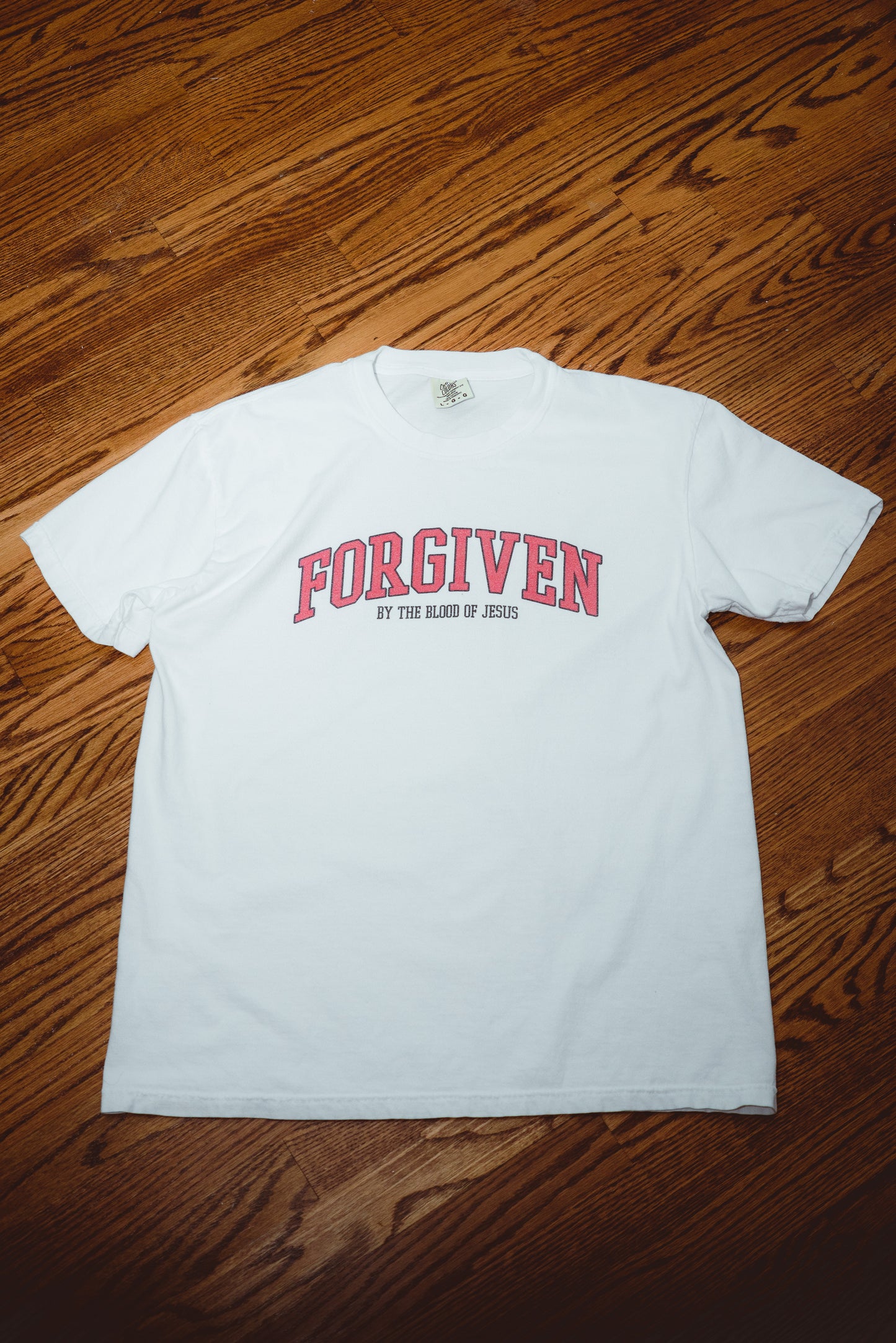Forgiven By His Blood Tee - White/Red