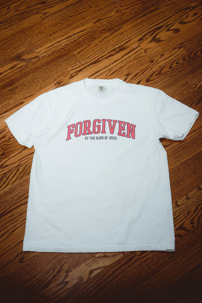 Forgiven By His Blood Tee - White/Black